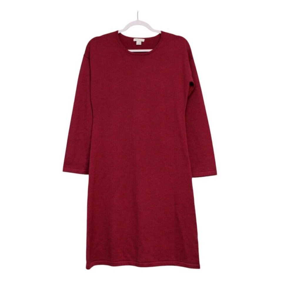 Garnet Hill Midi Sweater Dress Size Small 100% Merino Wool Knit Long Sleeve